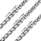 LUXUSTEEL Basic Punk Stainless Steel Chain Necklace For Women Men Cuban Figaro Braided Wheat Link Choker 5MM/7MM