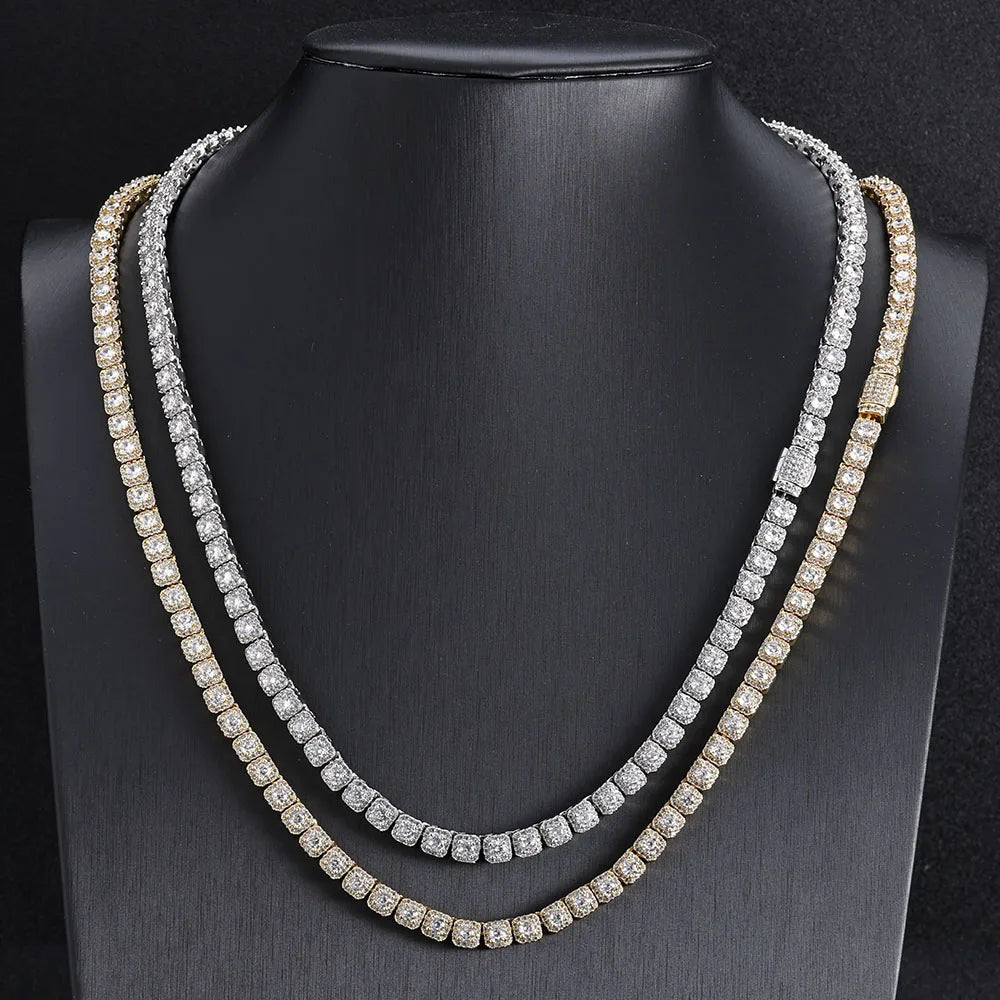 Tennis Chain Necklace Stainless Steel 5MM Cluster