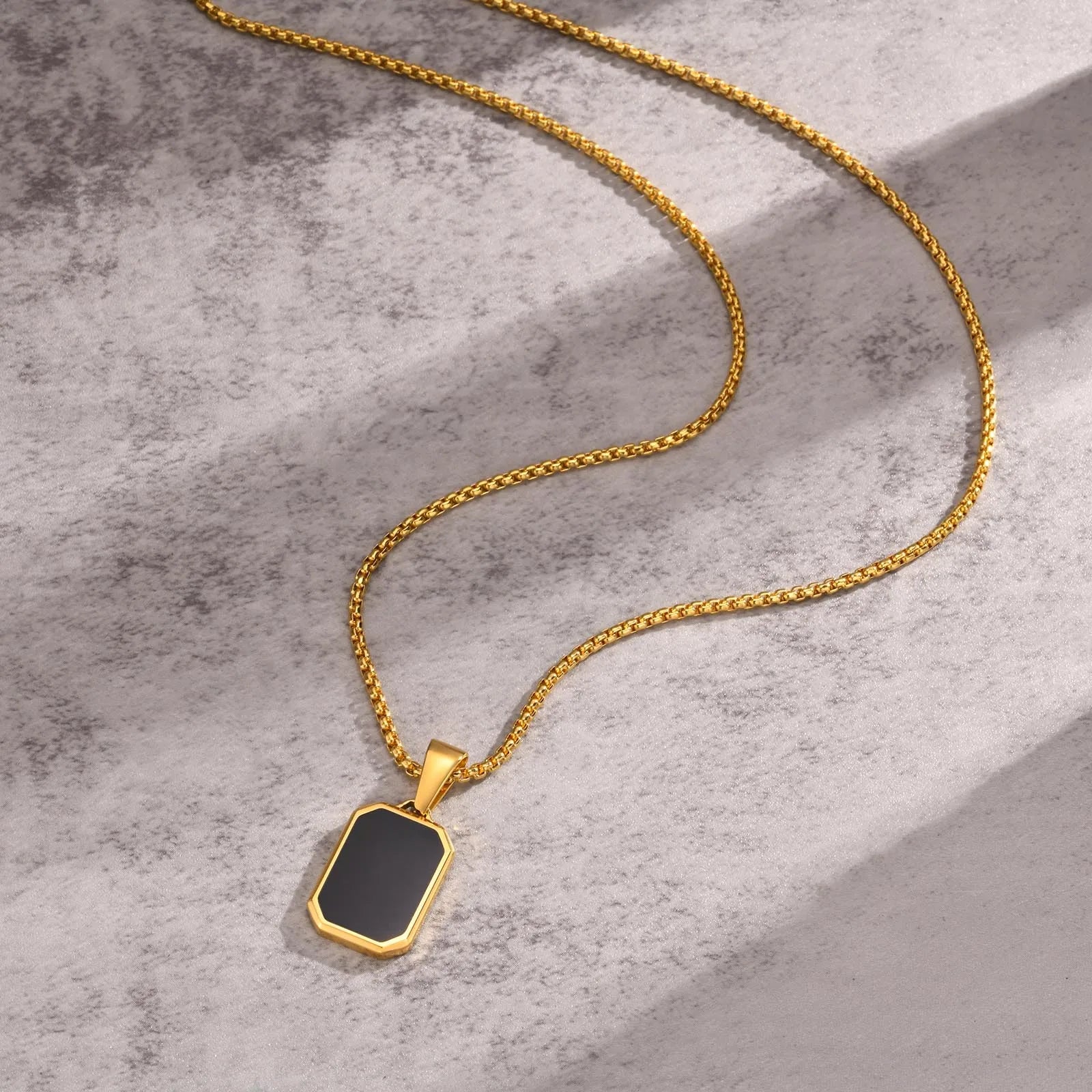 Military Dog Tag Pendant — Black Silver Stainless Steel