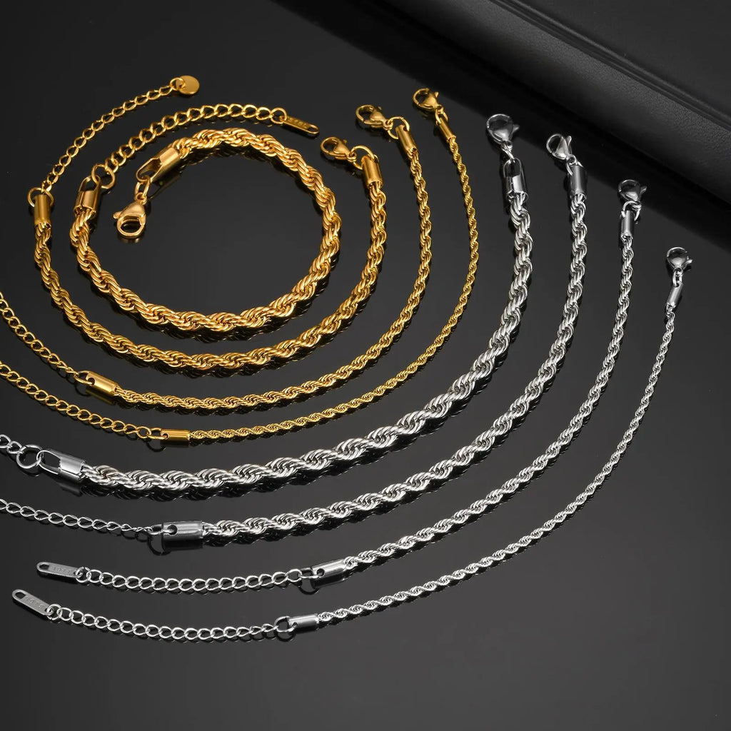 Gold Rope Chain Bracelet 5mm — Stainless Steel