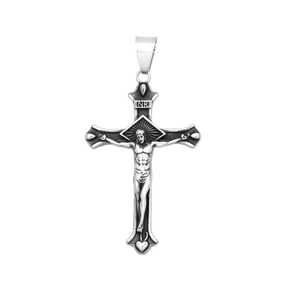 Fashion 316L Stainless Steel Christian Cross Necklace For Men Women Hip Hop Cool Religious Charm Pendant Punk Jewelry