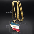 Gold Map Flag Pendant Necklace — Stainless Steel