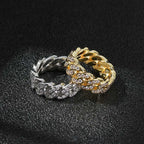 925 Silver Iced Out Cuban Ring VVS Moissanite