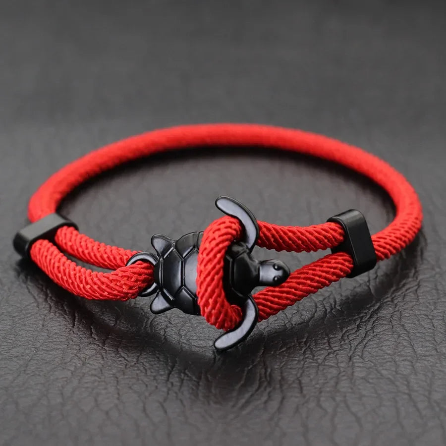 Unique Marine Turtle Rope Bracelet Men Adjustable Easy Hook Multi-Color Option Milan Cord Wristband Beach Homme Jewelry