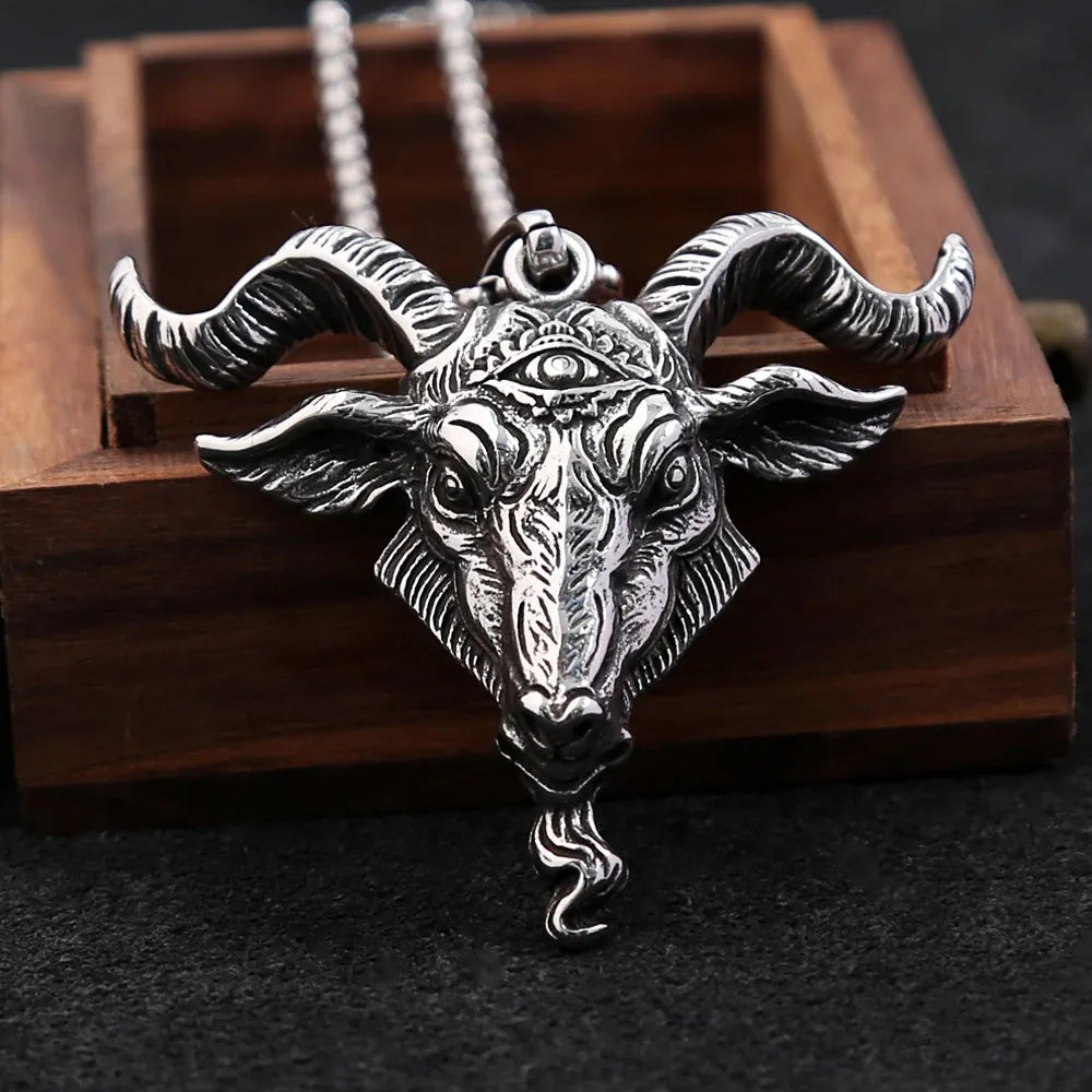 Baphomet Goat Head Pendant Necklace — Stainless Steel