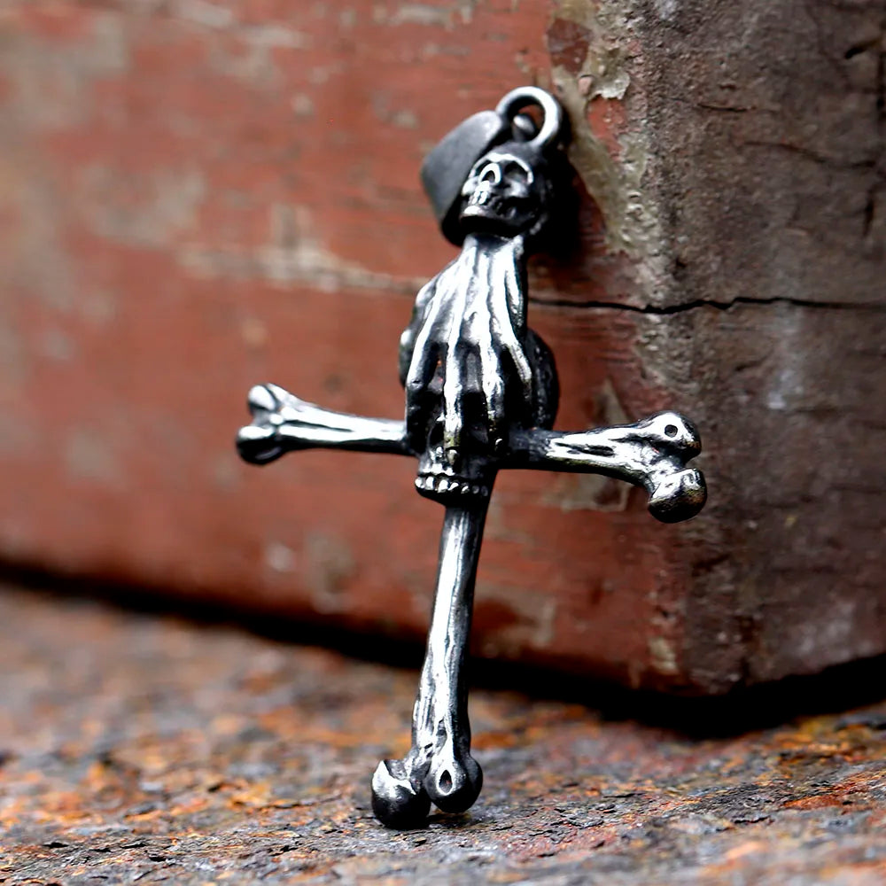 Skull Cross Stainless Steel Pendant Necklace