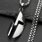 Vintage Ares Spartan Warrior Helmet Pendant Necklace for Women Men Stainless Steel Ancient Greek Spartan Mask Hip Hop