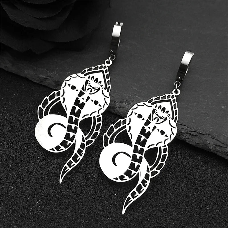 Snake Egyptian Steel Earrings Dark Cobra Gothic