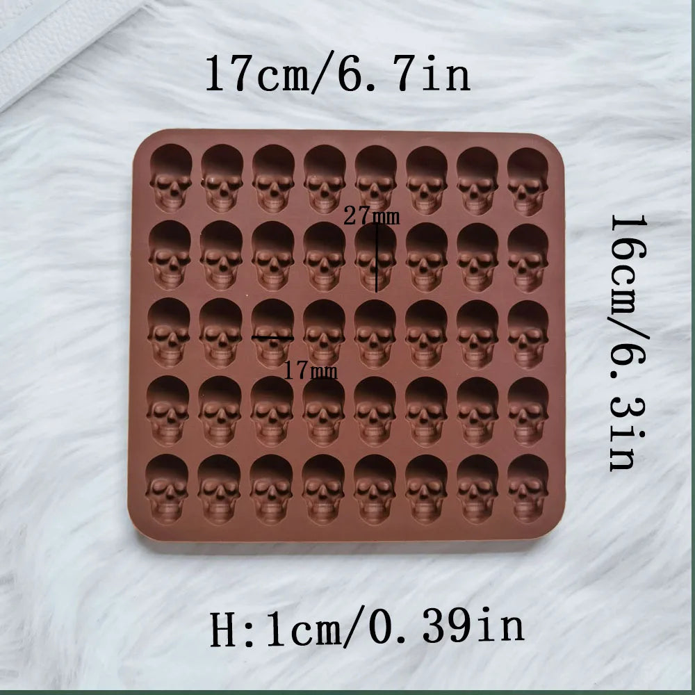 40 Holes Skull Ice Cube Silicone Mold Halloween Creative Decoration Reusable Bar Party Ice Making DIY Candy Chocolate