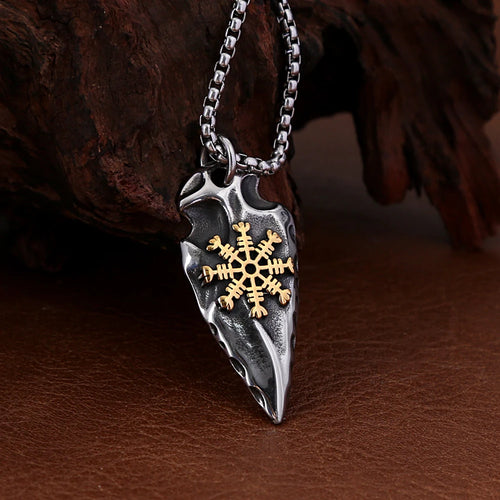 Compass Viking Steel Pendant Vintage Spear Nordic