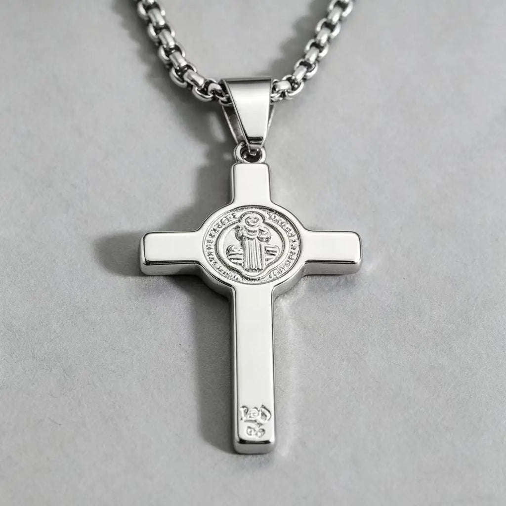 Cross Saint Benedict Steel Pendant Cruz San