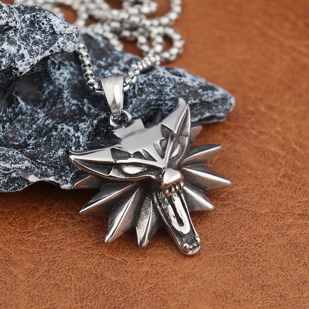 Viking Wolf Stainless Steel Pendant Necklace