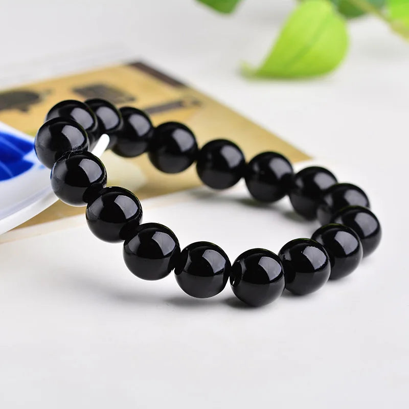 Natural Stone Bracelet Men 6/8/10mm White Black Dull Polish Matte Onyx Agates Shiny Round Beads Yoga Jewelry Bracelets