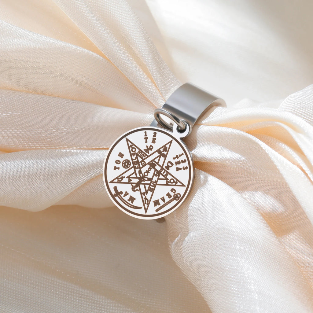 Tetragrammaton Solomon 21 Pentagram Ring Stainless Steel Vintage Kabbalah Witchcraft Wiccan Gift For Men Women