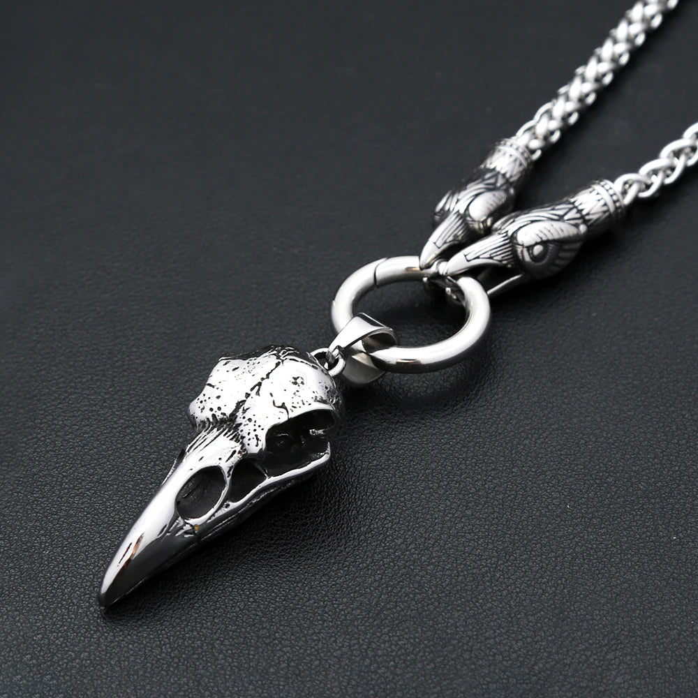 Crow Skull Viking Pendant — Stainless Steel