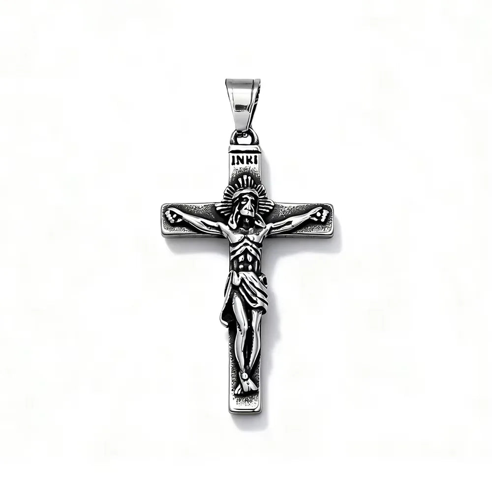 Vintage Gothic Jesus Cross Pendant Necklace Christian Faith Amulet Ornament Unique Jewelry Gifts For Men Women Wholesale