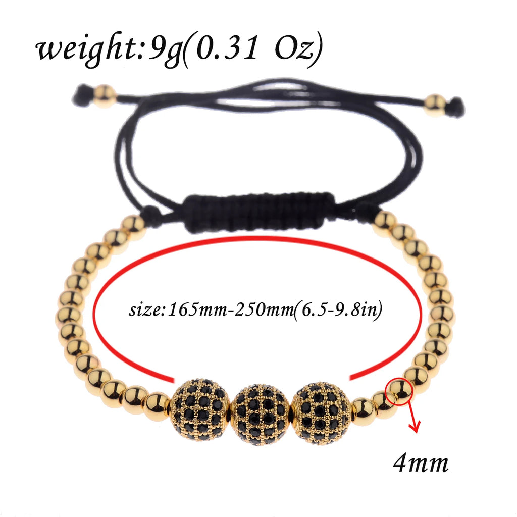 Luxury Micro Pave CZ 8mm Disco Charm Men Bracelet Classic Hematite Beaded Woven Bracelets Bileklik Women Jewelry