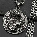 Retro Viking Nordic Valknut Celtic Knot Dragon Pendant Necklace for Women Men Stainless Steel Amulet Hip Hop Chain Jewelry Gift