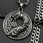 Retro Viking Nordic Valknut Celtic Knot Dragon Pendant Necklace for Women Men Stainless Steel Amulet Hip Hop Chain Jewelry Gift