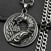 Viking Valknut Celtic Knot Dragon Pendant Necklace — Steel