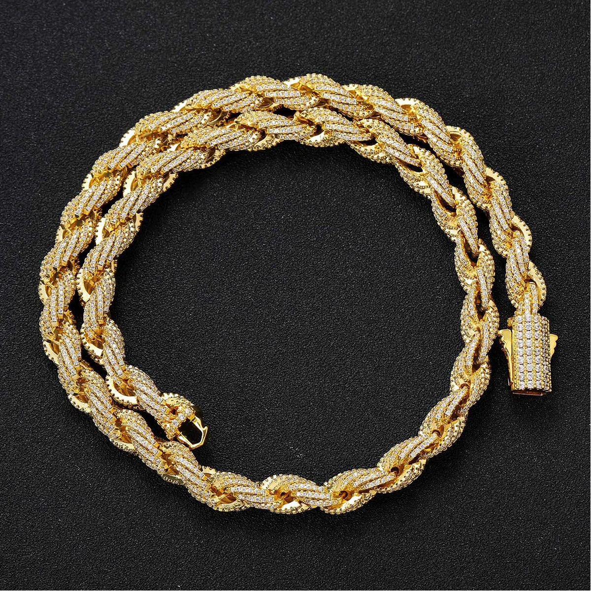 Aokaishen 8mm Stainless Steel Rope Chain for Men PVD Plated Rock Street Hip Hop Jewelry