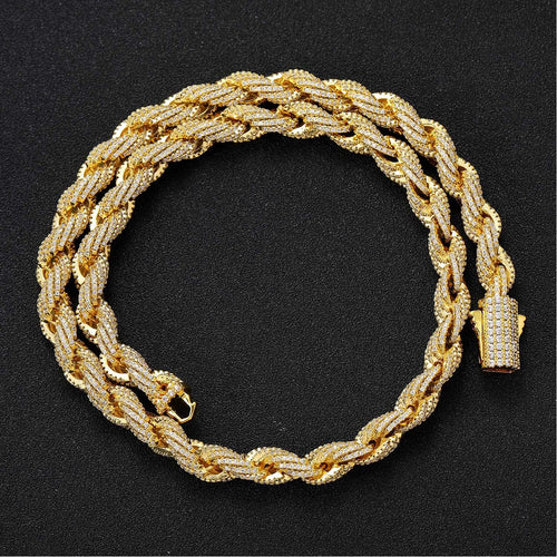 Aokaishen 8mm Stainless Steel Rope Chain for Men PVD Plated Rock Street Hip Hop Jewelry