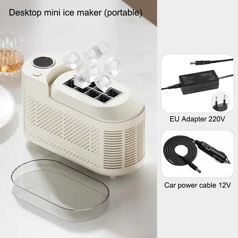 110V/220V Portable Small Ice Maker Mini Home Dormitory Office Camping 12V Car Cube Ice Automatic Ice Making Box Ice
