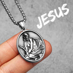 Jesus Heart Cross Pendant — Stainless Steel