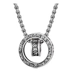 Retro   Six Character Mantra Double Ring Pendants Rotating Male Artistic Personality Versatile Necklaces Fashion Jewelry