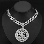 Rotating Dollar Sign Pendant Necklace — Two-Tone
