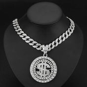 Rotating Dollar Sign Pendant Necklace — Two-Tone