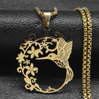 Hummingbird Gold Pendant Necklace — Stainless Steel