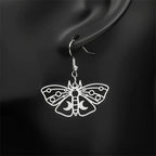 Butterfly Silver Earrings Gothic Crescent Moon