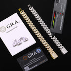 PT950 Platinum 16mm 3-Row Rhombus Bracelet suitable for men and women, orderly artificial diamonds deliver powerful