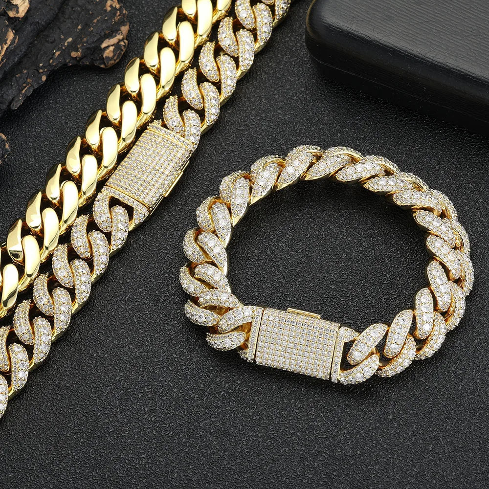 Cuban Chain Necklace Iced Out Gold 15MM