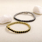 TOPGRILLZ 3MM-5MM Iced Out Black Cubic Zirconia Tennis Chain Bracelet Micro Paved 5A+ CZ Stones Charm Bangle For Men Women Gift