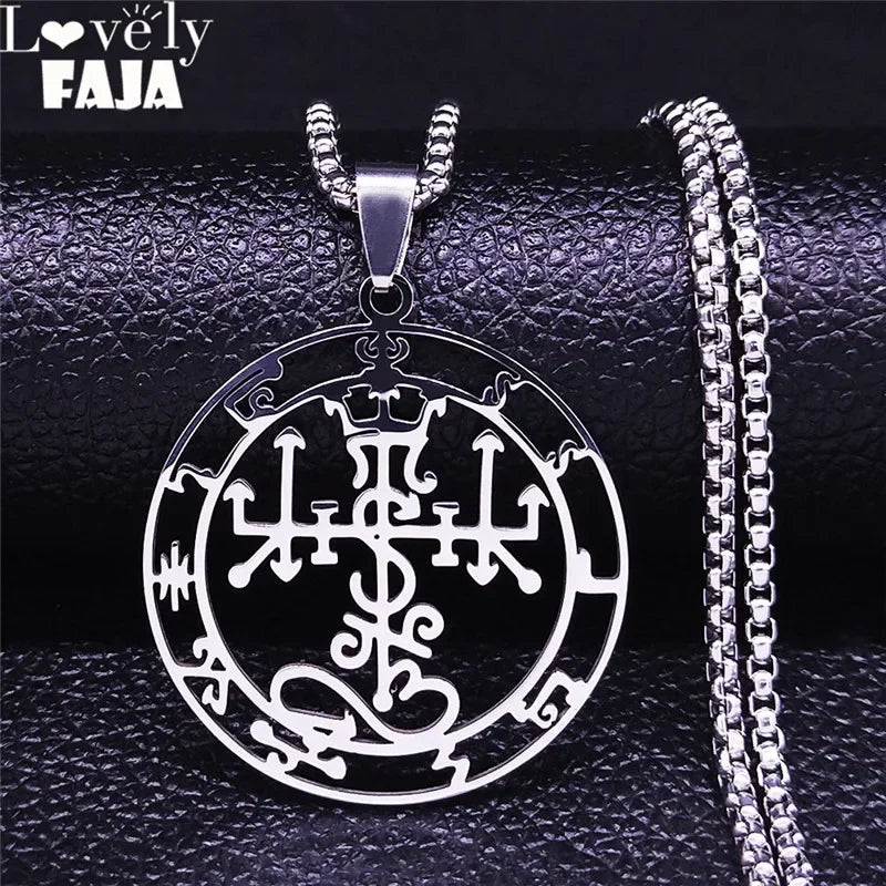 Satan Symbol Silver Pendant Necklace — Stainless Steel