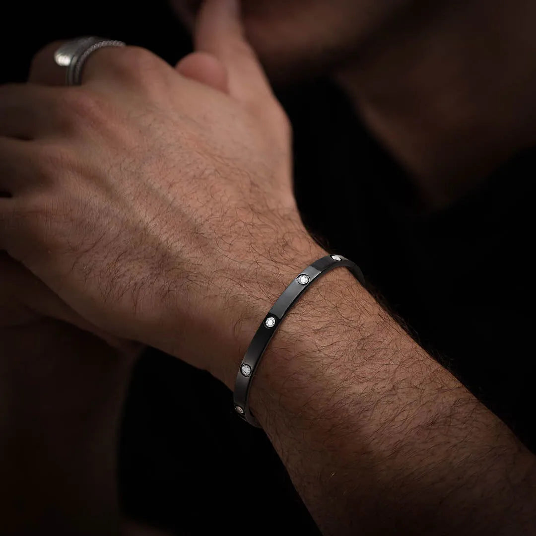 Iced Out CZ Bangle Bracelet 6mm — Stainless Steel