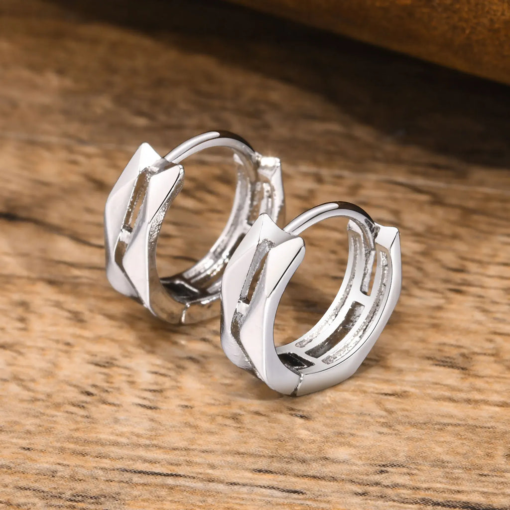 Geometric Hoop Earrings — Stainless Steel