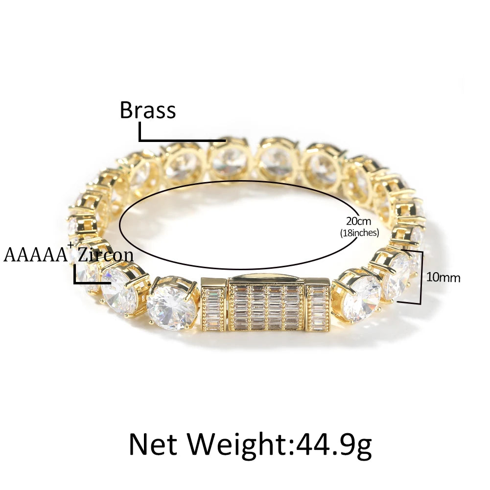 UWIN 10mm Tennis Chain Bracelet Zirconia Iced Out Cubic Baguette Bail Zirconia Fashion Luxury Hiphop Jewelry