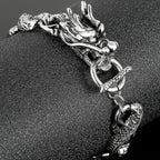 Massive Chinese Dragon Head Cuff Men's Bracelets Vintage Stainless Steel Loong Body Chain Bracelet for Man Gothic