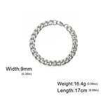 My Shape Fashion Cuban Chain Men Bracelet Stainless Steel 3/5/7/9mm Width Chain Bracelets Figaro Chain Boy Wrist Jewelry Couple
