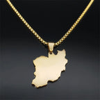 Gold Map Flag Pendant Necklace — Stainless Steel