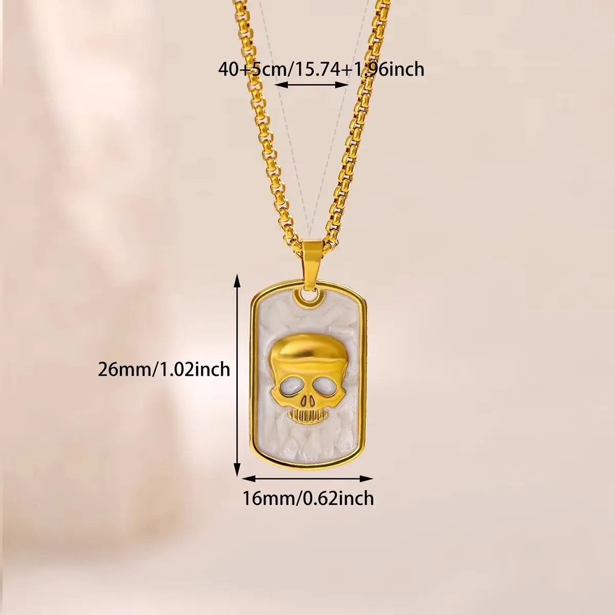 Skull Pendant Necklace — Gold Stainless Steel