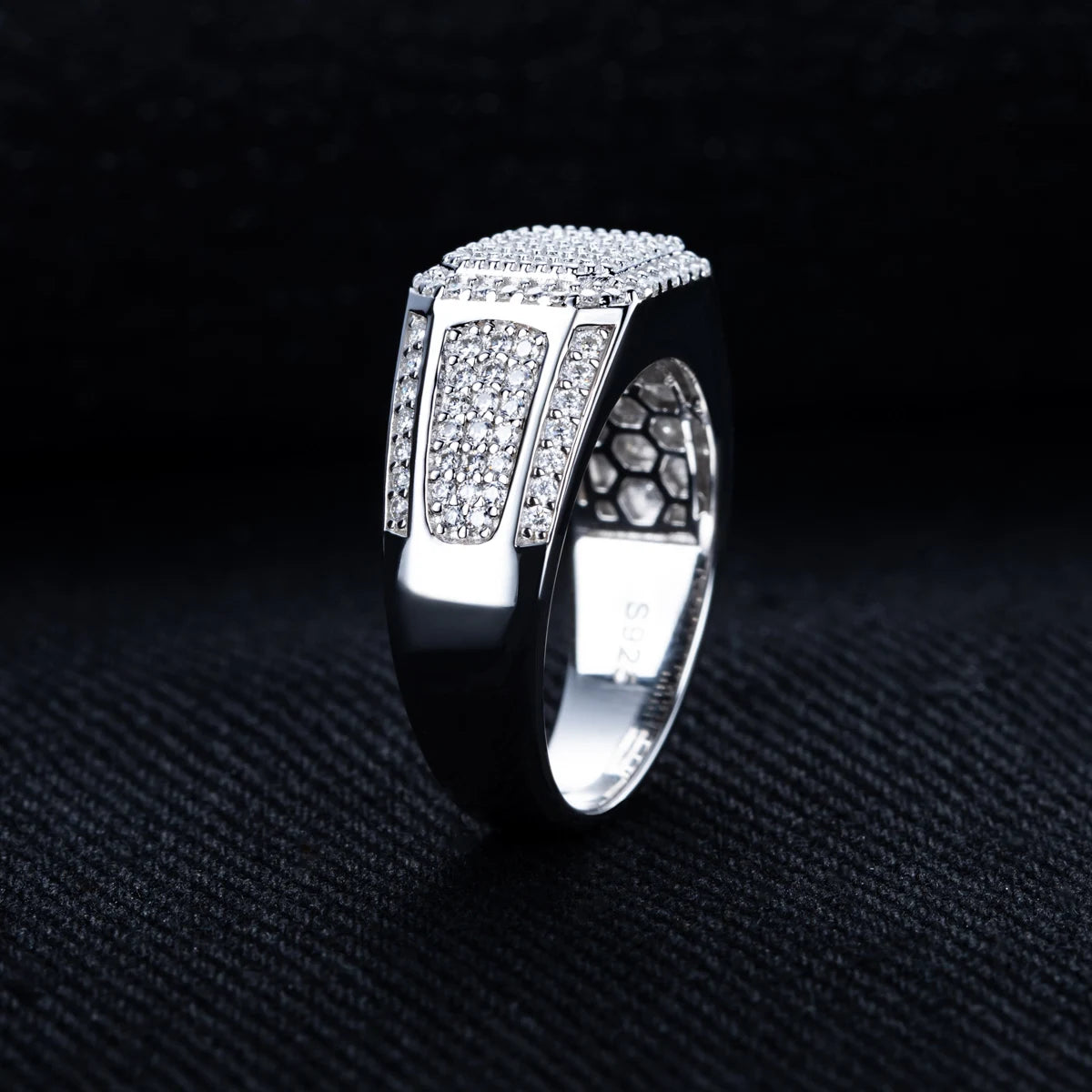 Iced Out Moissanite Ring — 925 Silver