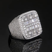 Iced Out Square Geometric CZ Ring — Two-Tone Paved Men's Band