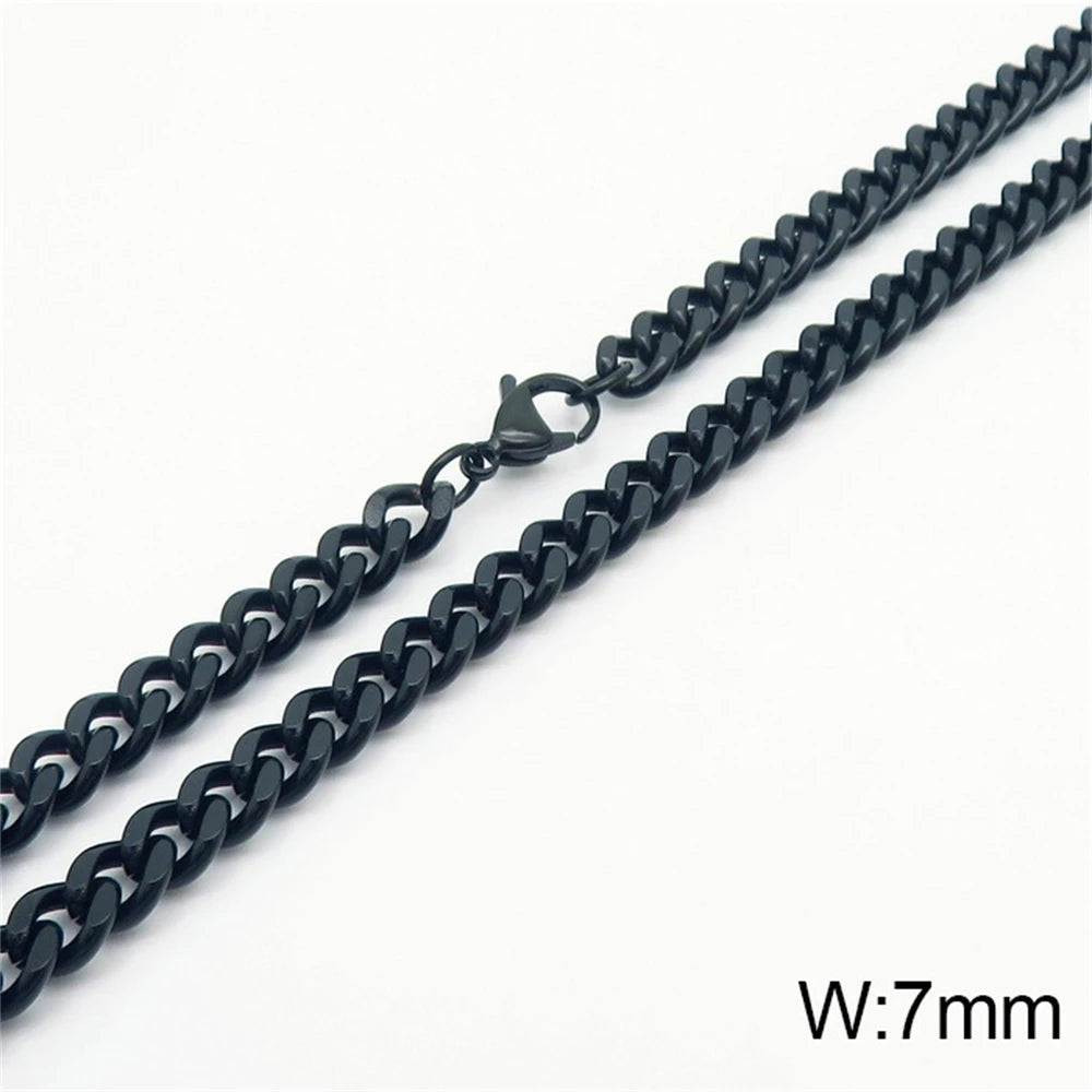 Punk Curb Cuban Link Chain Men Women Stainless Steel Long Necklace Fashion Tide Hip Hop Sweater Accessories Party Jewelry Gifts