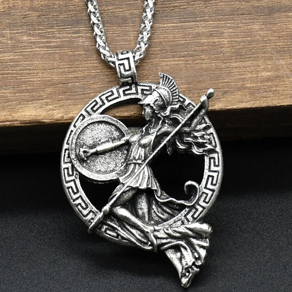1pcs Warrior Goddess Minerva Necklace Greek Mythology Men's Necklace Roman Jewelry Men's Pendant Jewelry