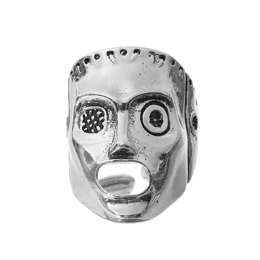 Robot Ghost Skull Open Ring — Stainless Steel