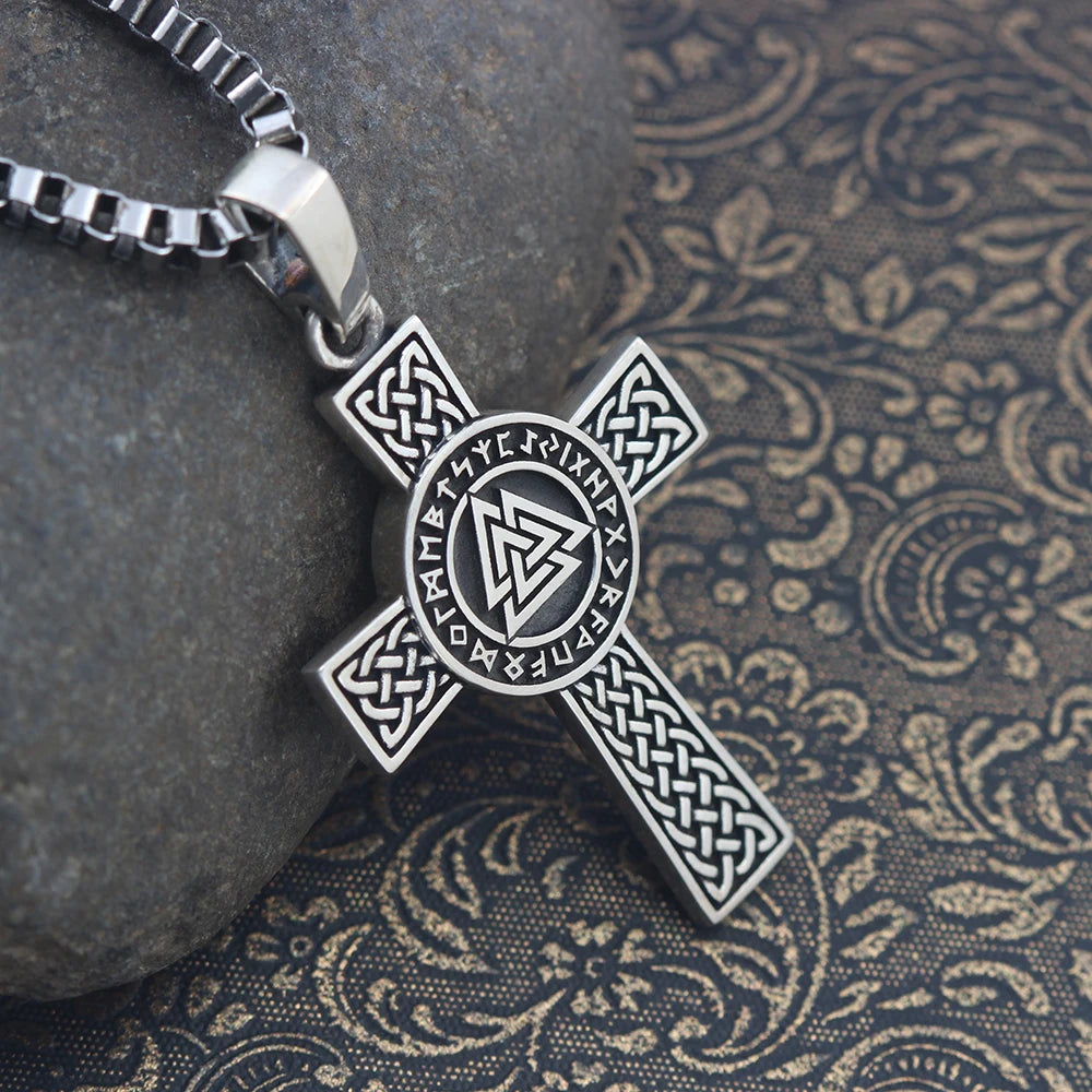 Viking Cross Pendant — Stainless Steel